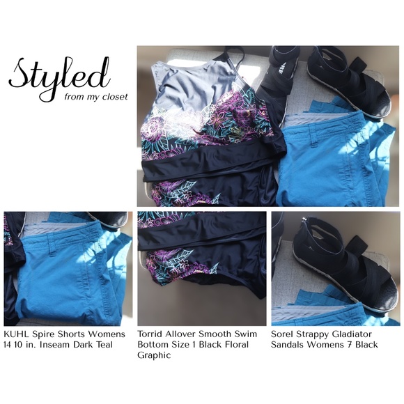 Torrid High-Neck Criss-Cross Back Swim Top Size 0 Black Floral Graphic - Picture 7 of 7